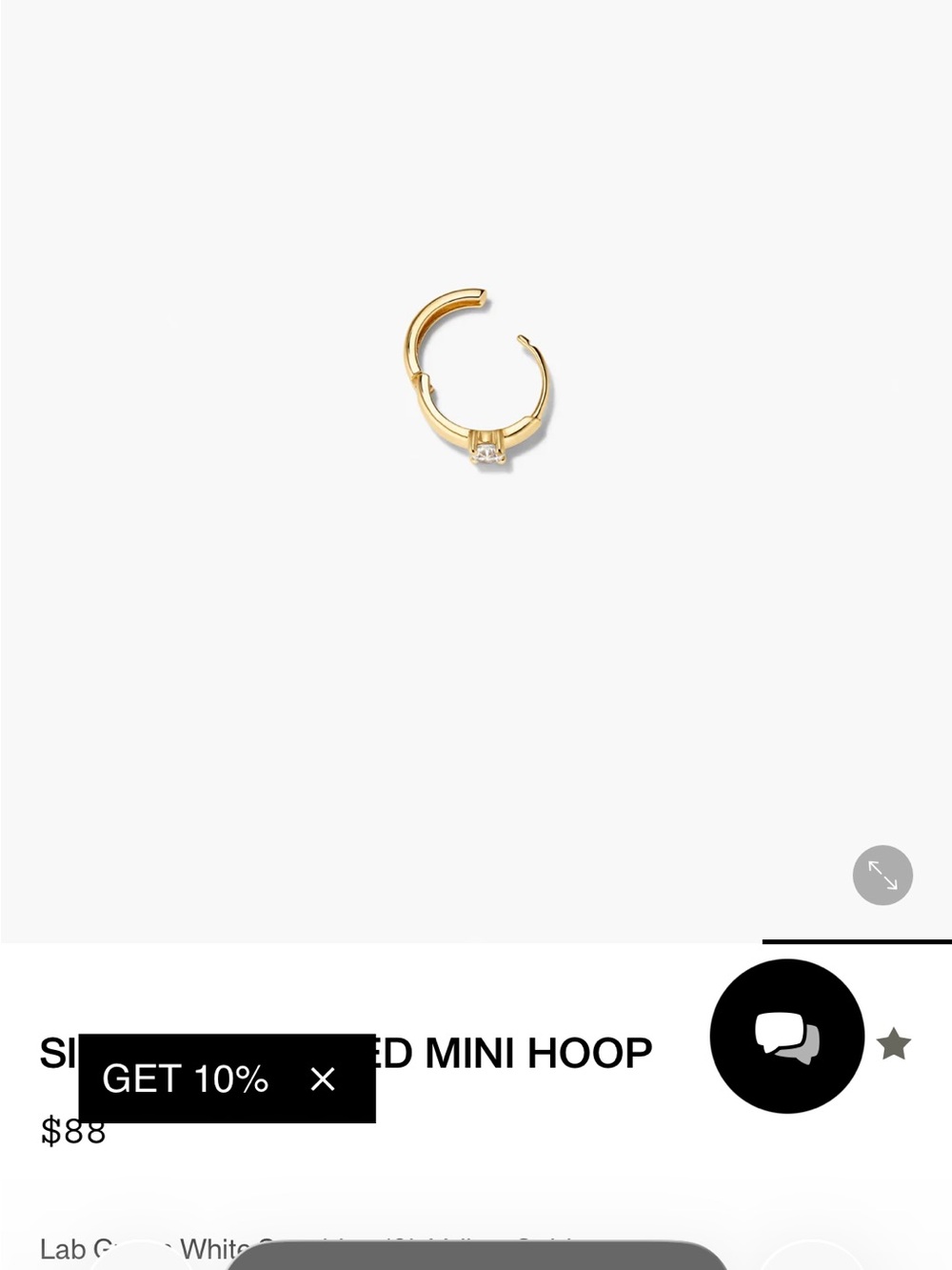 Mejuri Gold Mini Hoop with Clear Stone Accent